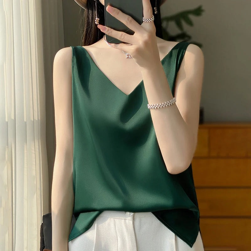 W&W Mode | Ärmelloses Top aus Satin-Seide