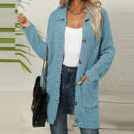 WW Strickjacke | Lange Strickjacke aus weichem Teddybär mit Taschen