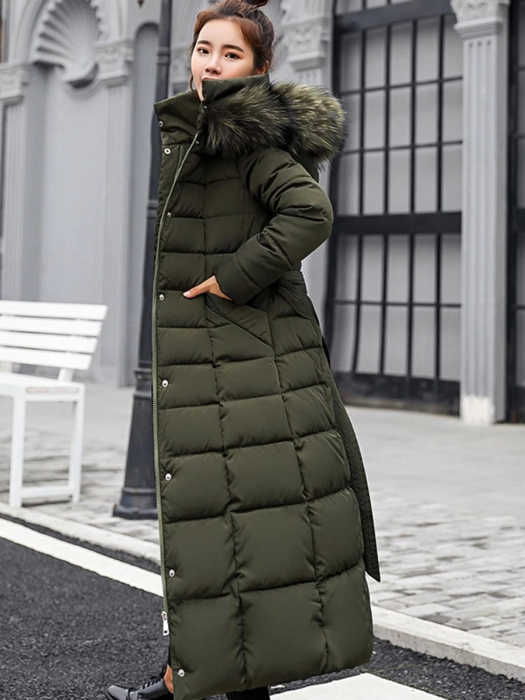 WW | Länger Wärmer Wintermantel mit Gürtel für Damen