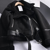 Winter Frauen dickes warmes Wildleder Lamm kurze Jacke