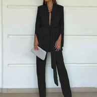 WW Damenset | Elegantes 2-teiliges Damenset mit Bundfaltenhose und Bodycon-Blazer