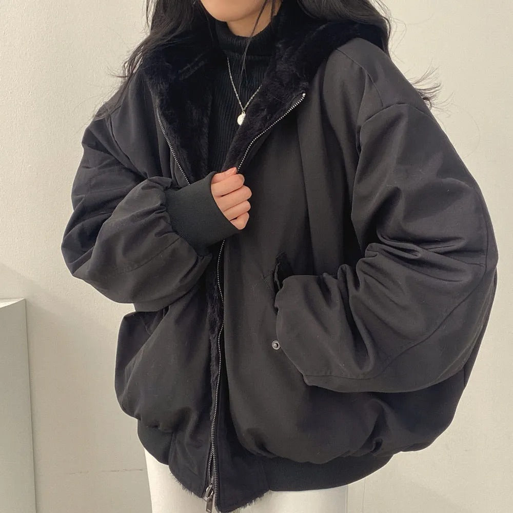 Bequeme doppellagige Winterjacke im koreanischen Stil
