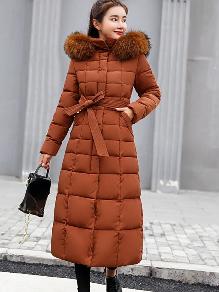WW | Länger Wärmer Wintermantel mit Gürtel für Damen