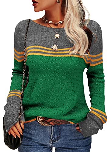 WW - Damen Zwei-Farben Farbblock Pullover