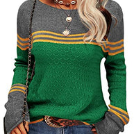 WW - Damen Zwei-Farben Farbblock Pullover