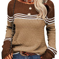 WW - Damen Zwei-Farben Farbblock Pullover