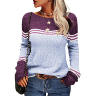WW - Damen Zwei-Farben Farbblock Pullover