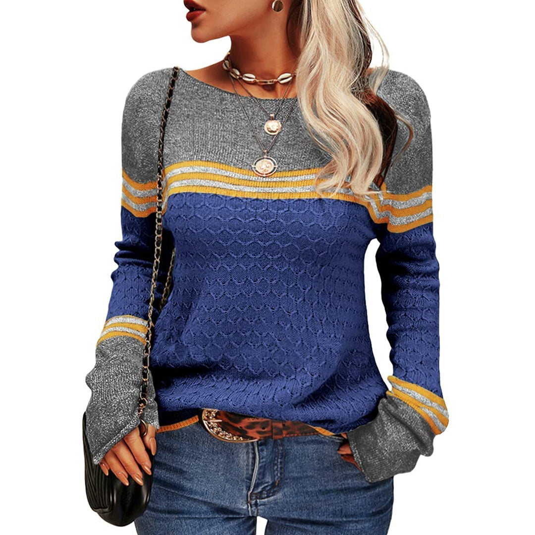 W&W Mode - Damen Zwei-Farben Farbblock Pullover