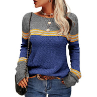 WW - Damen Zwei-Farben Farbblock Pullover