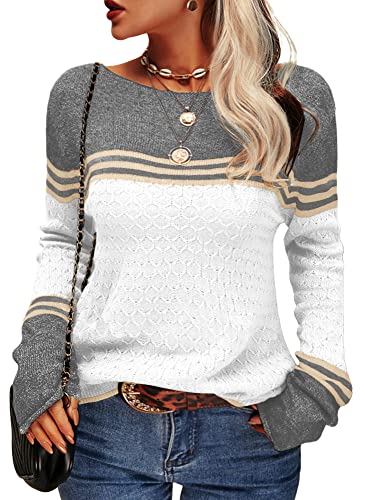 WW - Damen Zwei-Farben Farbblock Pullover
