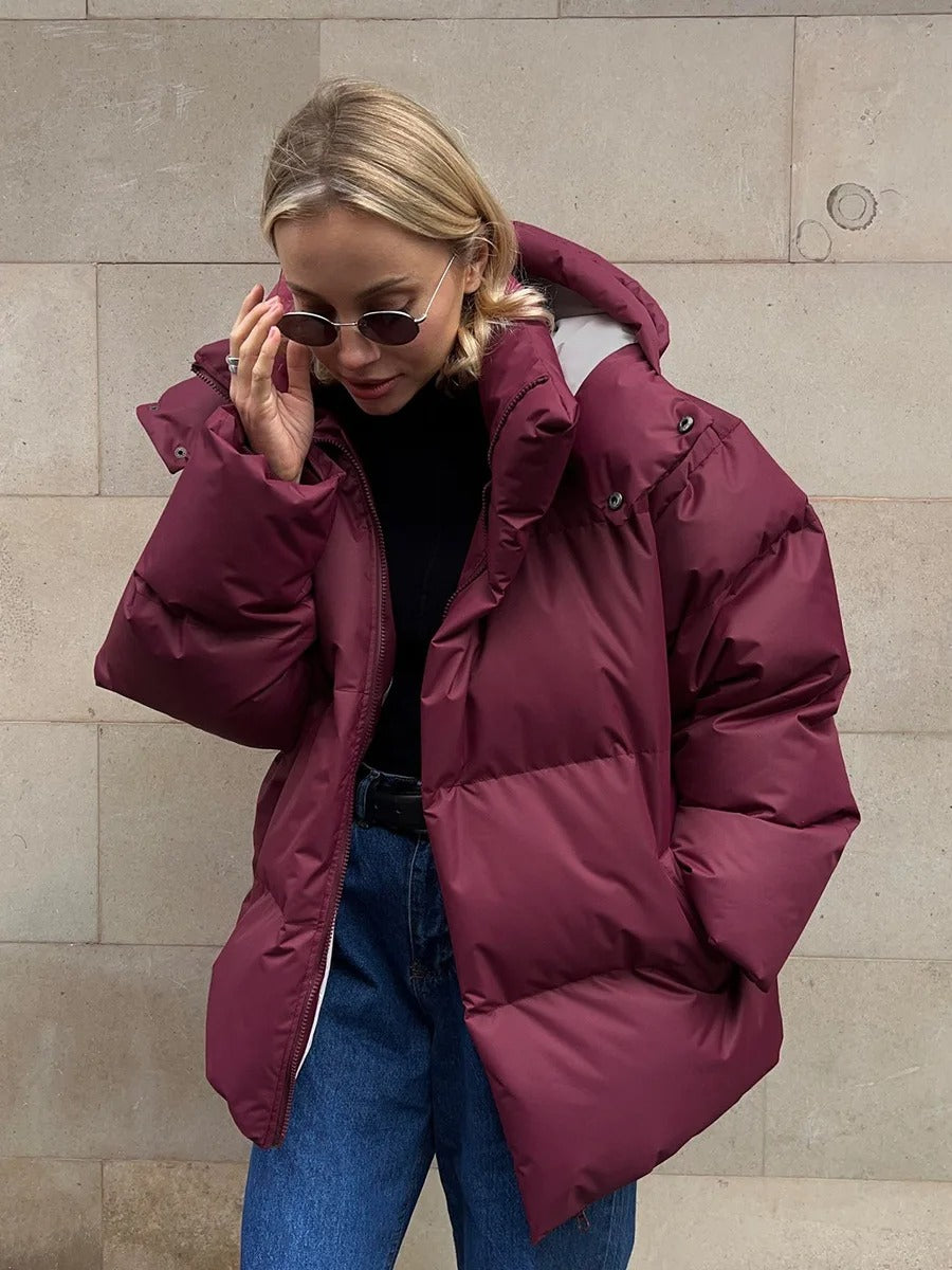 Damen-Kurzjacke mit Kapuze und Wattierung