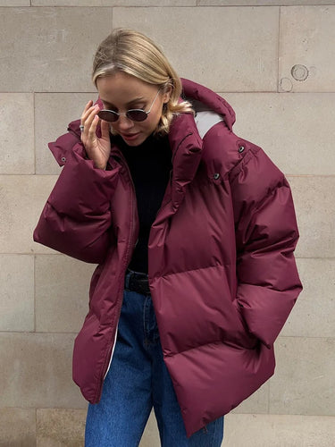 Damen-Kurzjacke mit Kapuze und Wattierung