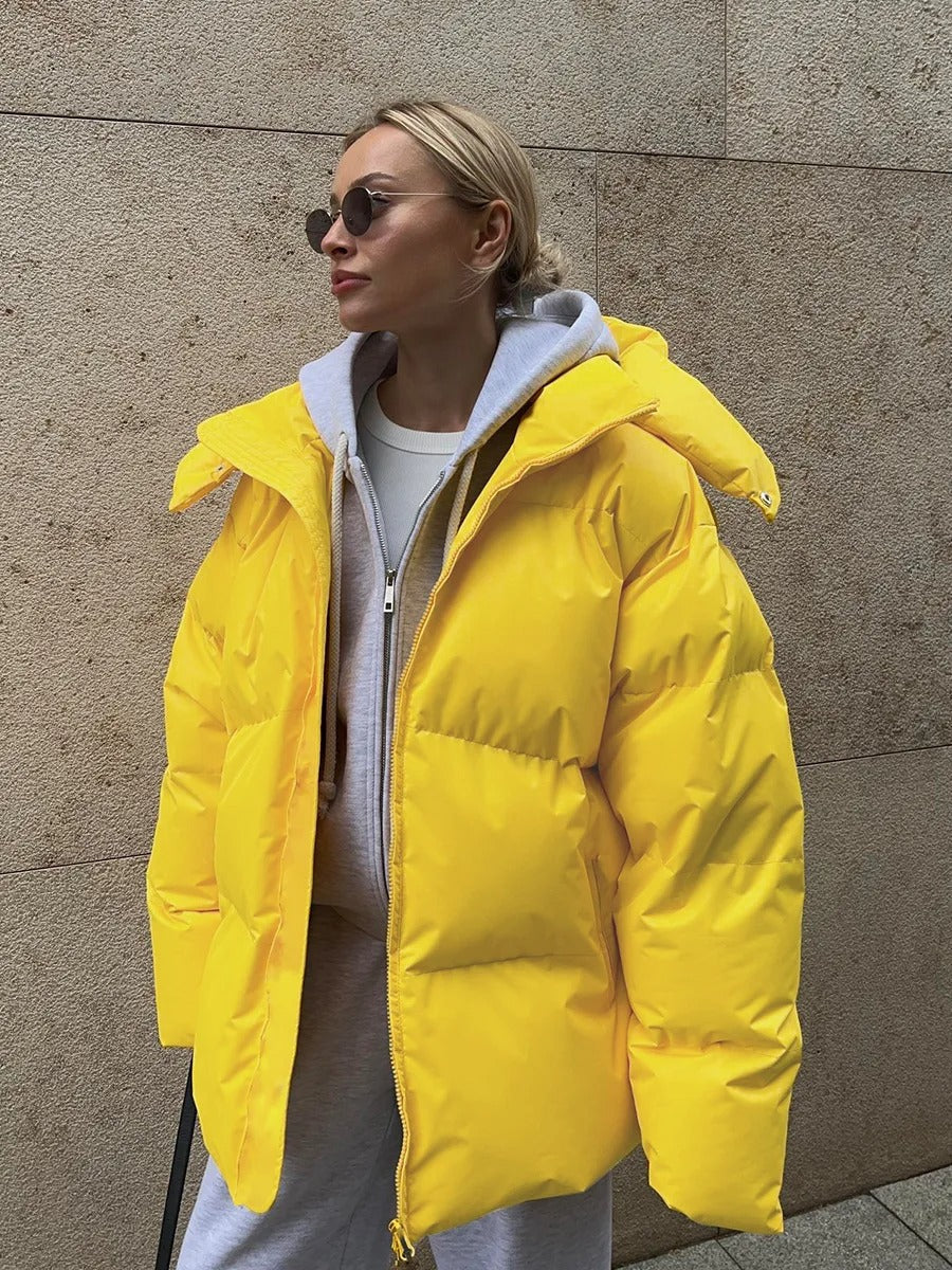 Damen-Kurzjacke mit Kapuze und Wattierung