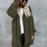 WW Fleece-Cardigan | Superweicher lässiger Fleece-Cardigan mit Kapuze für Damen