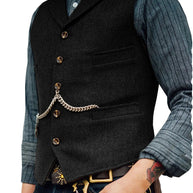 WW | Western Stilvolles Ärmelloses Tweed Weste Für Männer Mit Ketten Design