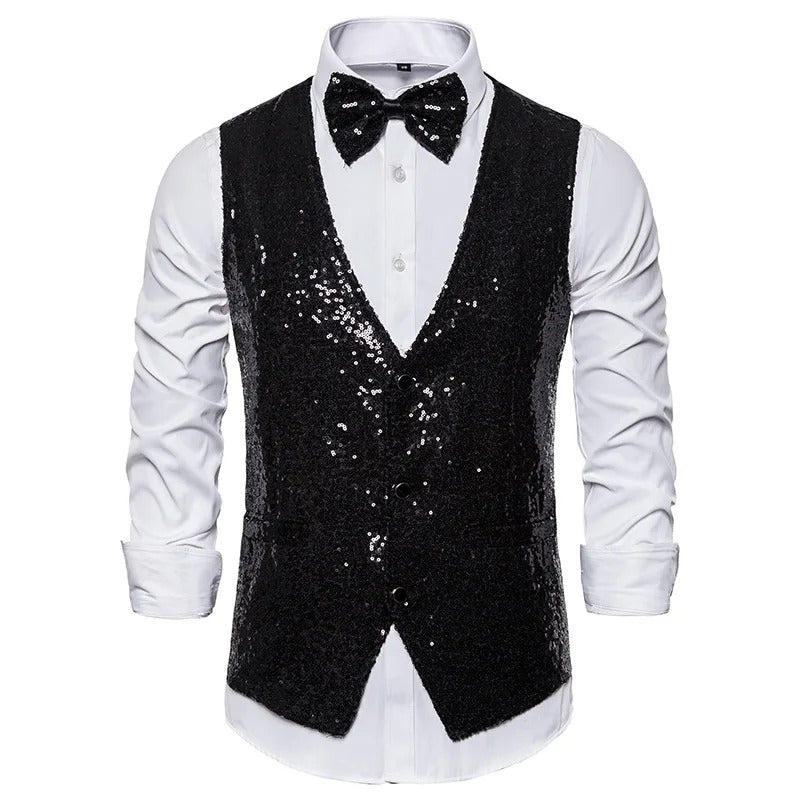 W&W Mode | Party Glitter Herren Weste Für Die Feiertage