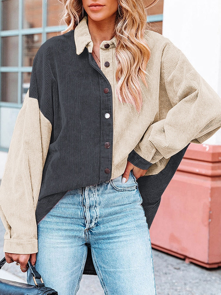 W&W Mode Cordbluse | Moderne gerippte Damenjacke für den Herbst