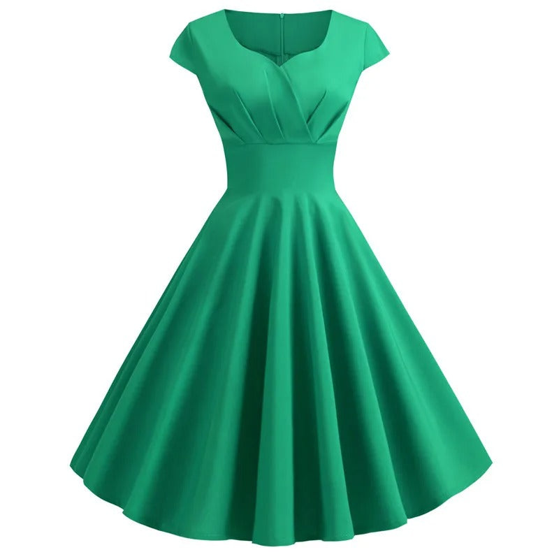 Damen Vintage-Sommerkleid mit V-Ausschnitt, weitem Schnitt und Rüschen