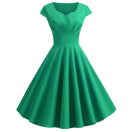 WW | Vintage Sommerkleid mit großem V-Ausschnitt, lockerer Passform und Rüschen