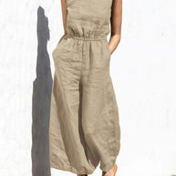 WW | Leinen Rundhals Overall