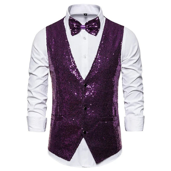 WW | Party Glitter Herren Weste Für Die Feiertage