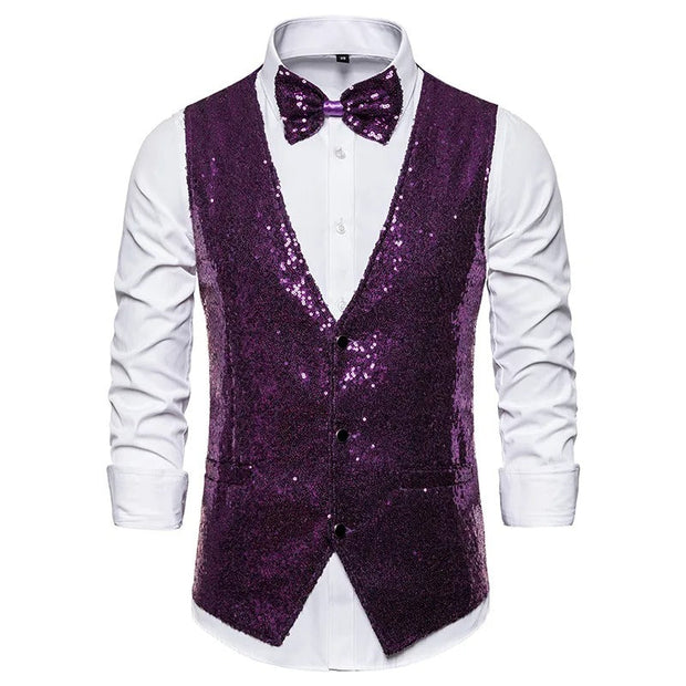 WW | Party Glitter Herren Weste Für Die Feiertage