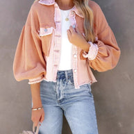 WW Jacke | Moderne Damenjacke mit Rippensamt in Pastellfarben