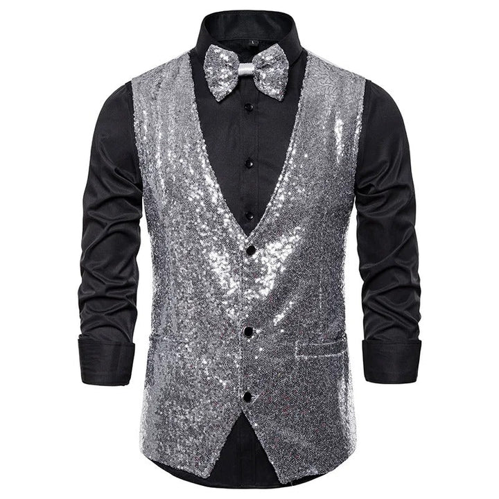 W&W Mode | Party Glitter Herren Weste Für Die Feiertage