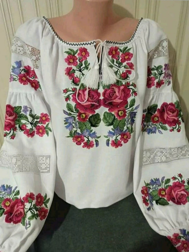 WW | Boho Bluse Mit Blumendruck Und Laternenärmeln
