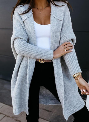 VELOVA - Oversize Boxy-Langarm-Strickjacke mit Kapuze
