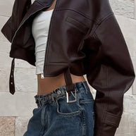 WW | Biker Stehkragen Reißverschluss Lederjacke