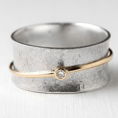 WW | Gold Linie Zirkonia Silberring