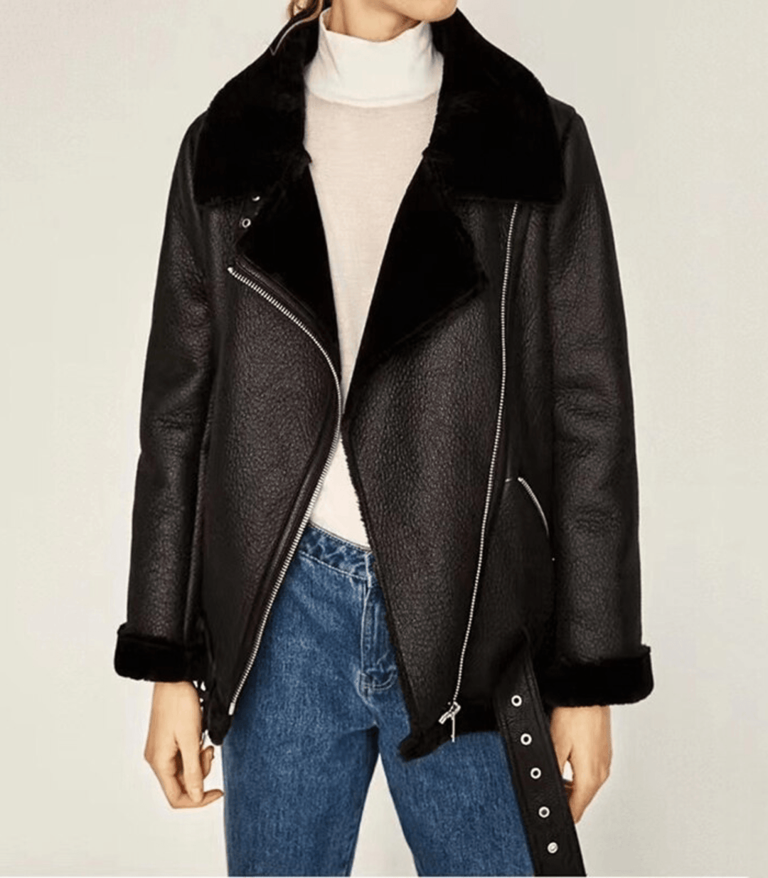 W&W Mode Winter Chic - Eleganter Leder Wintermantel für Damen