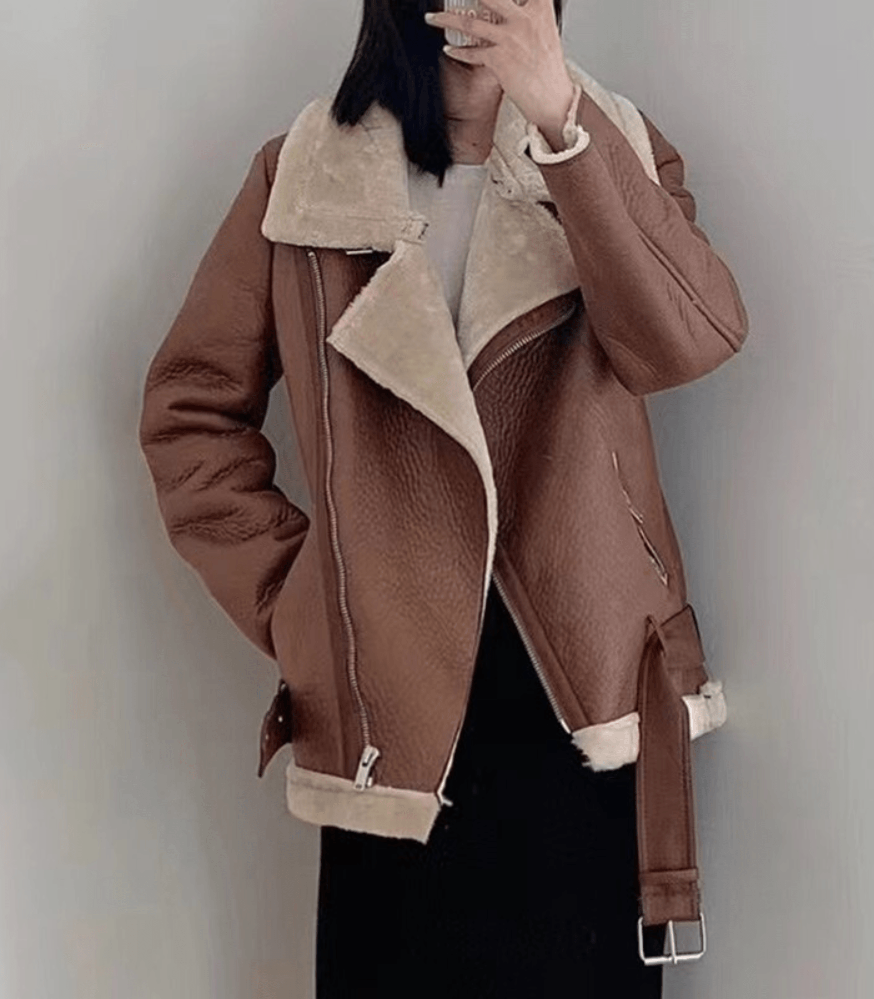 WW Winter Chic - Eleganter Leder Wintermantel für Damen