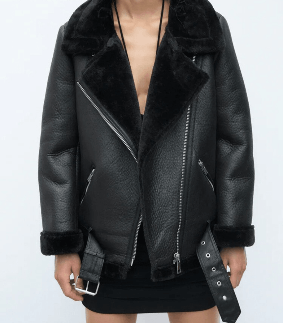 WW Winter Chic - Eleganter Leder Wintermantel für Damen