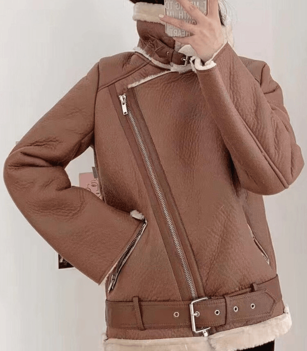 WW Winter Chic - Eleganter Leder Wintermantel für Damen