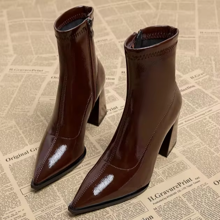 W&W Mode | Glänzende Lackleder Stiefeletten für Damen