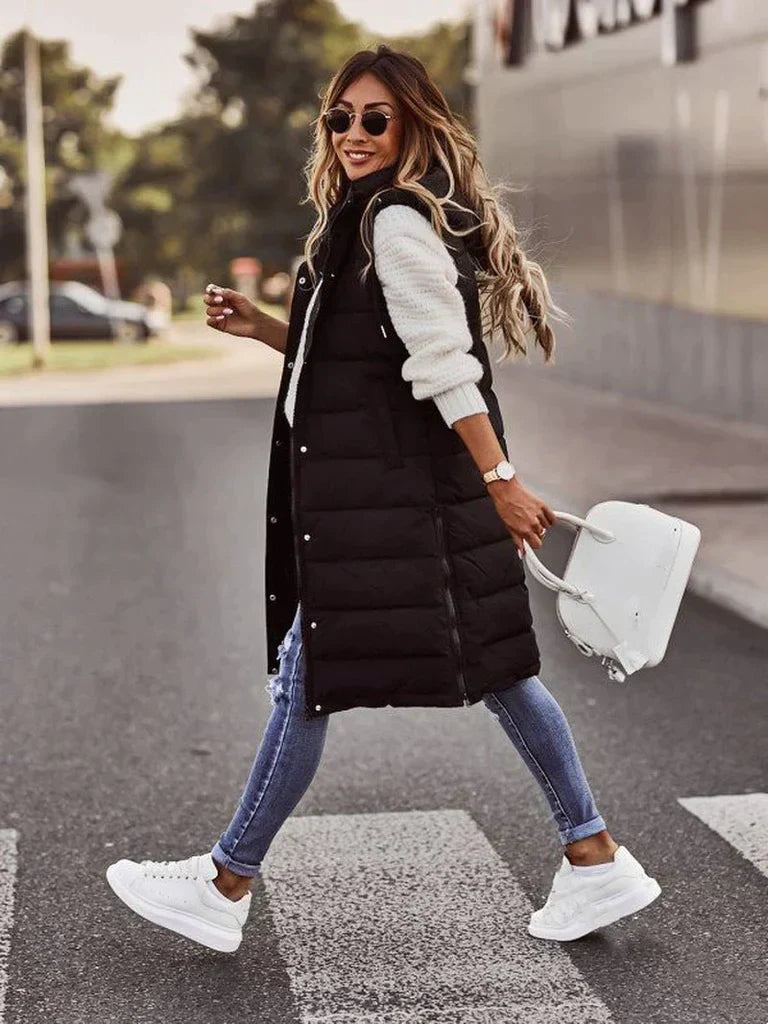 W&W Mode | Gefütterte Puffer-Weste mit Kapuze für Damen