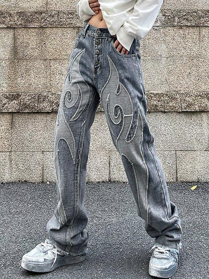 WW | Gewaschene Stickerei Boyfriendjeans