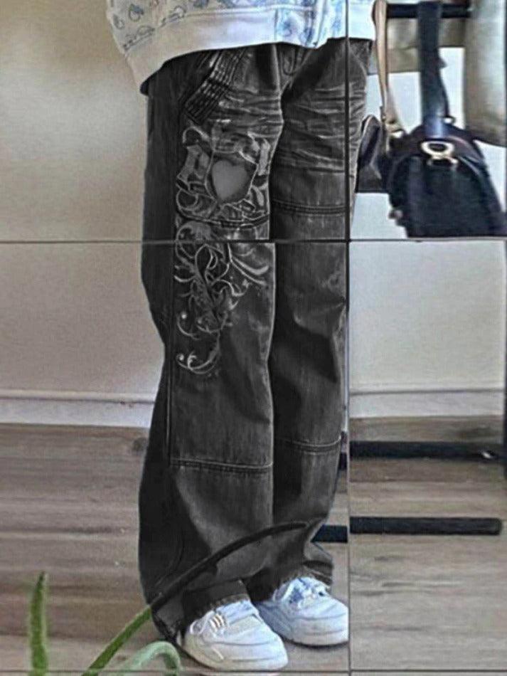 W&W Mode | Gewaschene Herzmuster Cargojeans