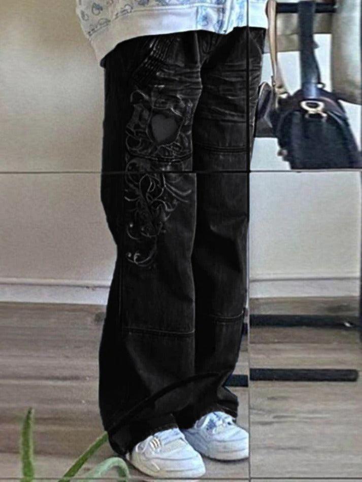 WW | Gewaschene Herzmuster Cargojeans