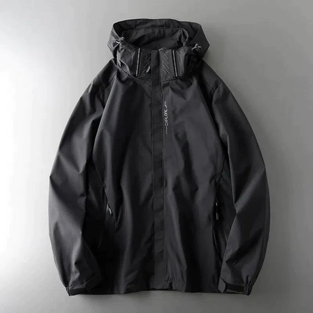 WW | Herren Wasserdicht Windbreaker Schwarz Jacke