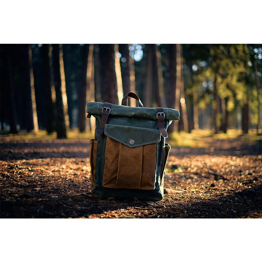 Canvas-Rolltop-Rucksack für Alltag und Outdoor-Aktivitäten
