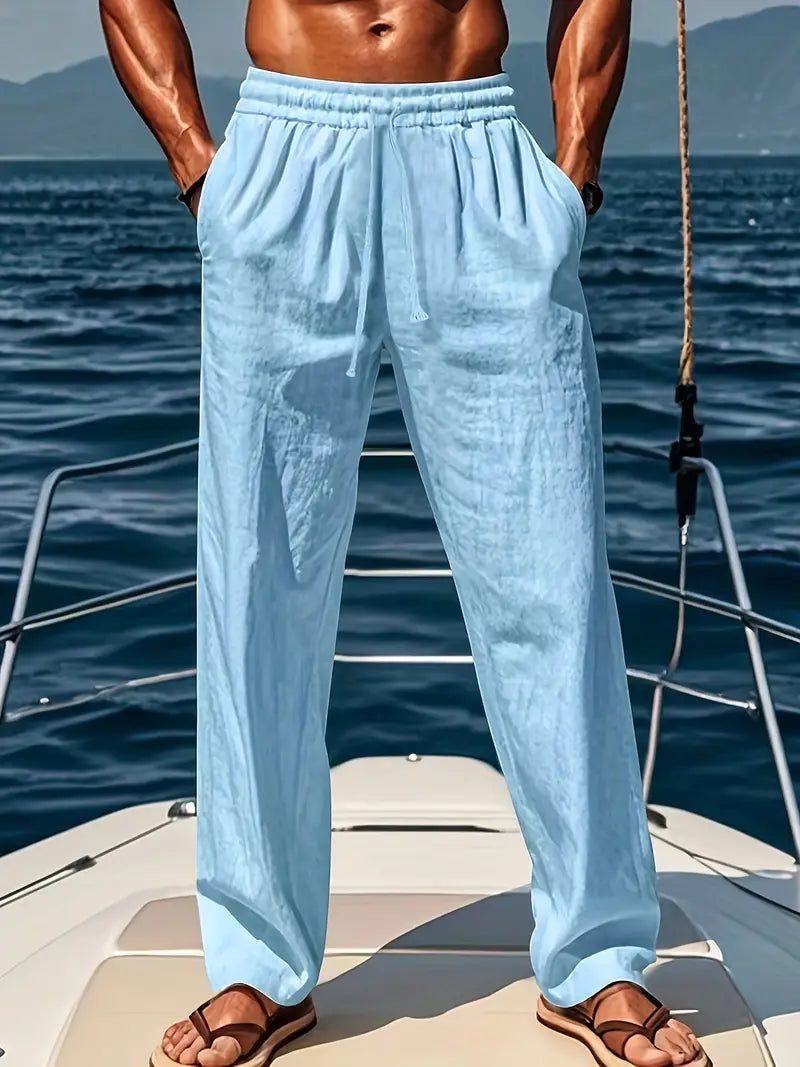WW | Geschnittene Herren Leinenhose Luftige Sommerhose Mit Klassischem Stil