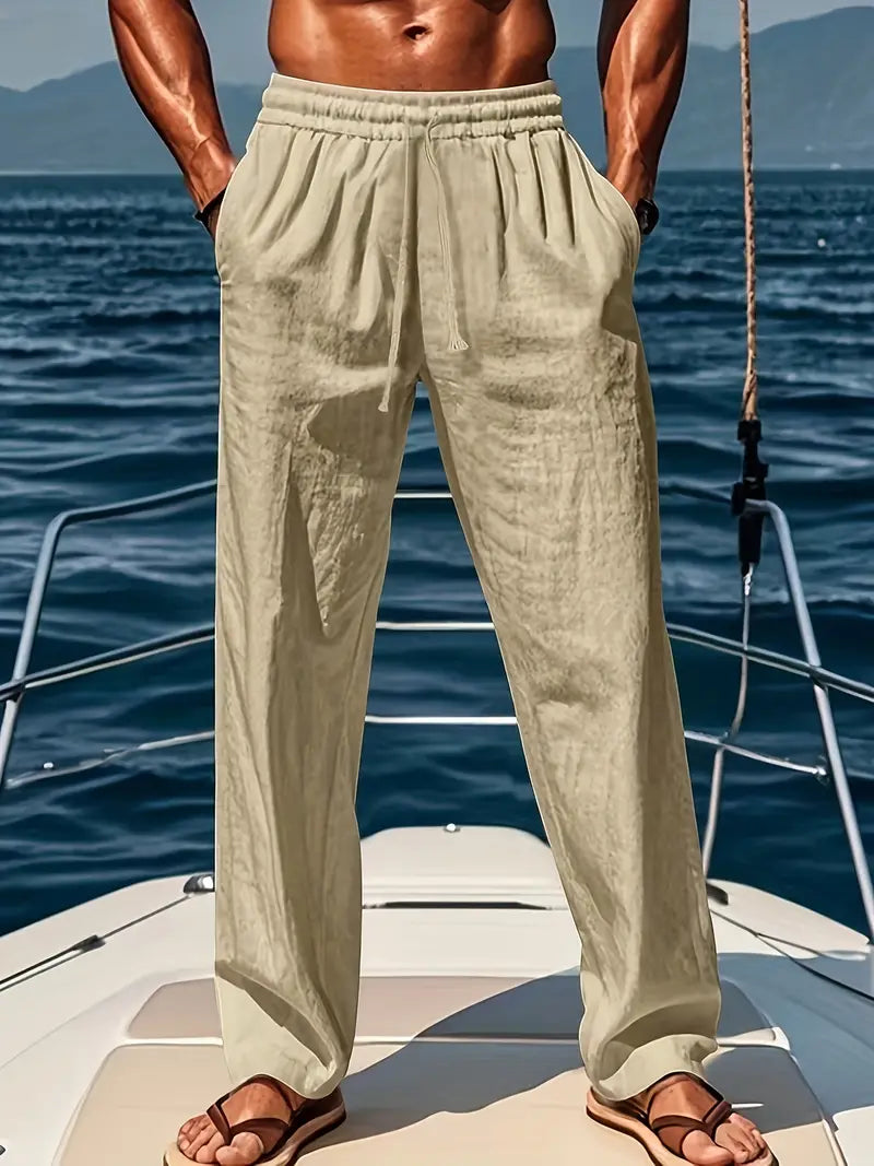 WW | Geschnittene Herren Leinenhose Luftige Sommerhose Mit Klassischem Stil