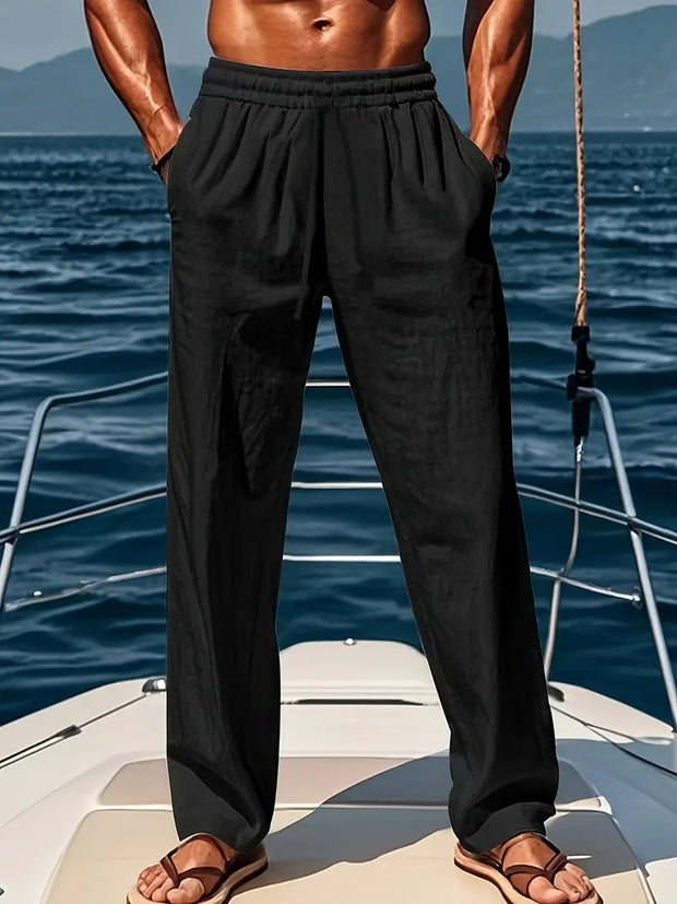 WW | Geschnittene Herren Leinenhose Luftige Sommerhose Mit Klassischem Stil