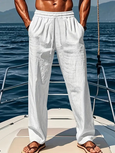 WW | Geschnittene Herren Leinenhose Luftige Sommerhose Mit Klassischem Stil