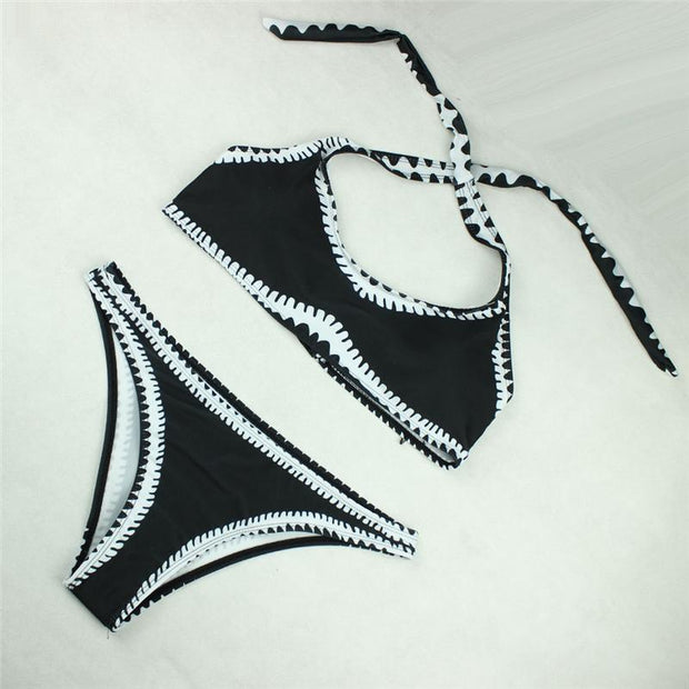 WW - Schwarz-Weißer Bandeau-Bikini