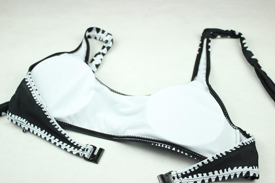 WW - Schwarz-Weißer Bandeau-Bikini