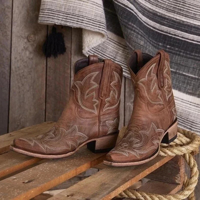 W&W Mode | Damen Western Cowboystiefel Braun